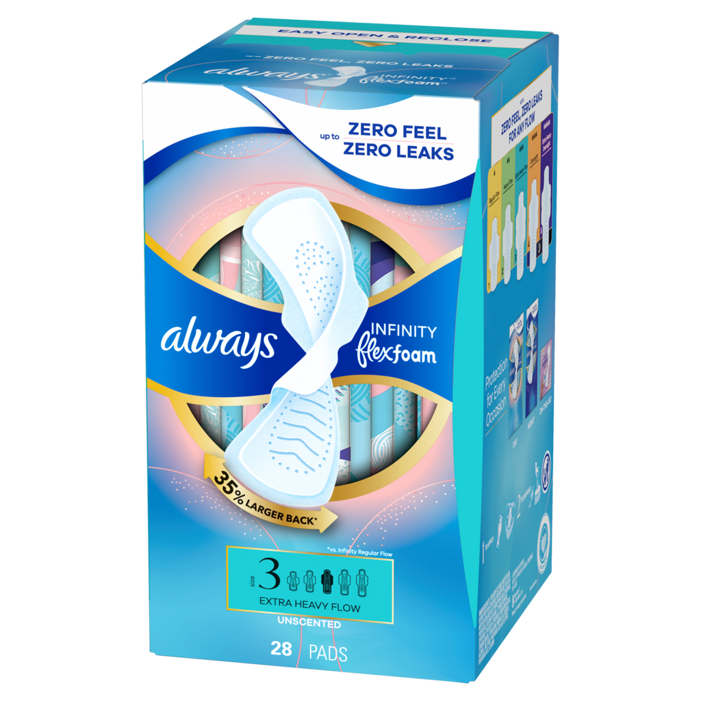 Always Infinity With Flexfoam Pads Size 3 Extra Heavy With Wings Unscented - 28ct/3pk