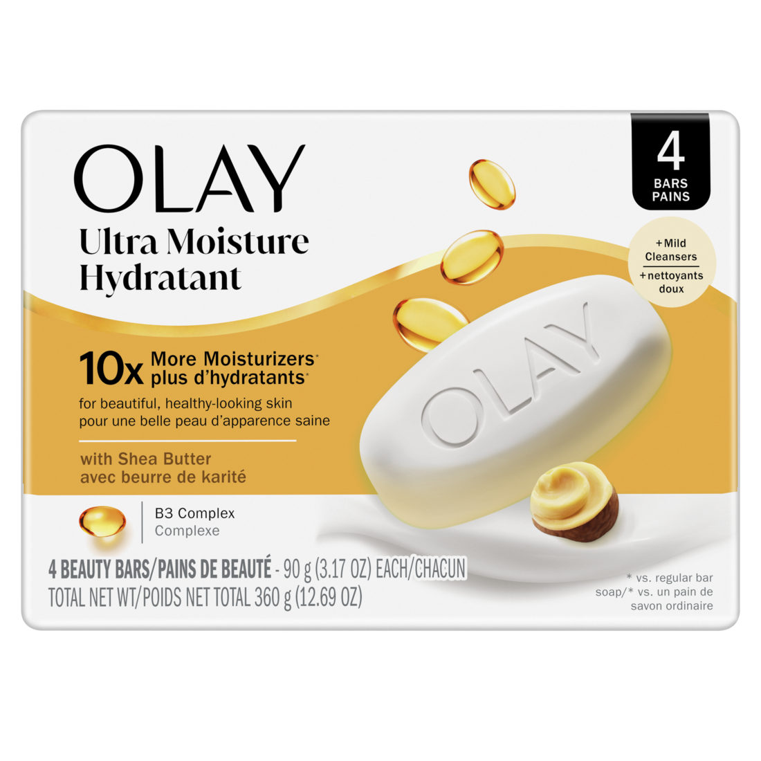 Olay Ultra Moisture Shea Butter Beauty Bar With Vitamin B3 Complex - (4x3.17)oz/12pk