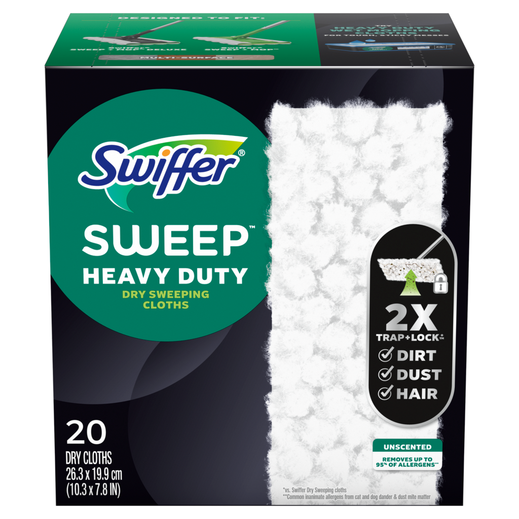 Swiffer Sweeper Heavy Duty Dry Multi-Surface Cloth Refills For Floor Sweeping And Cleaning Unscented - 20ct/4pk