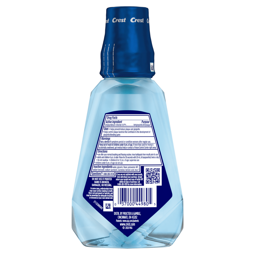 Crest Mouthwash Pro Health Complete Clean Cpc (Cetylpyridinium Chloride) Antigingivitis/Antiplaque Alcohol Free Clean Mint - 8.4oz/6pk