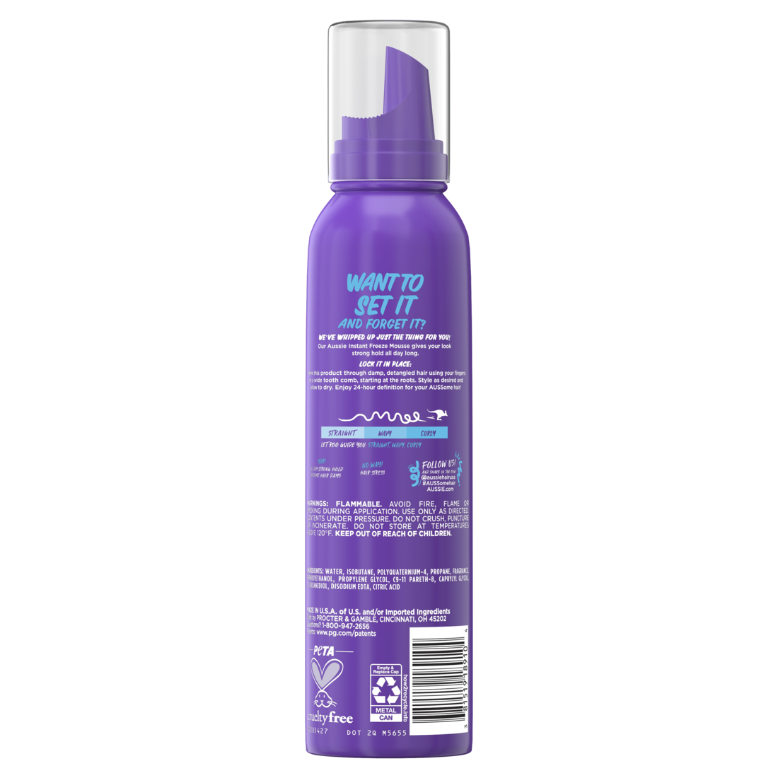 Aussie Instant Freeze Sculpting Mousse Mousse For Curly Hair Straight Hair And Wavy Hair - 6oz/12pk