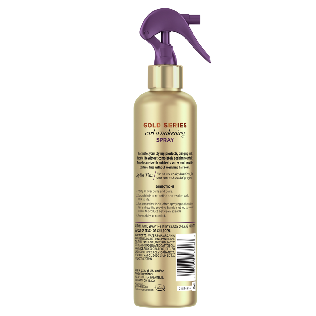 Gold Series From Pantene Awakening Spray With Argan Oil For Curly Coily Hair - 8.4oz/12pk