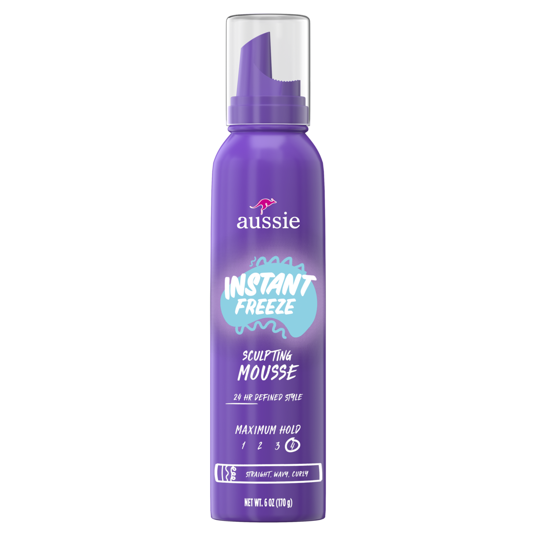 Aussie Instant Freeze Sculpting Mousse Mousse For Curly Hair Straight Hair And Wavy Hair - 6oz/12pk