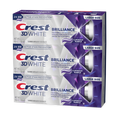 Crest 3D White Brilliance Luminous Purple Teeth Whitening Toothpaste Pack Of 3 Anticavity Fluoride Toothpaste 100% More Surface Stain Removal 24 Hour Active Stain Prevention - (3x4.6)oz/4pk