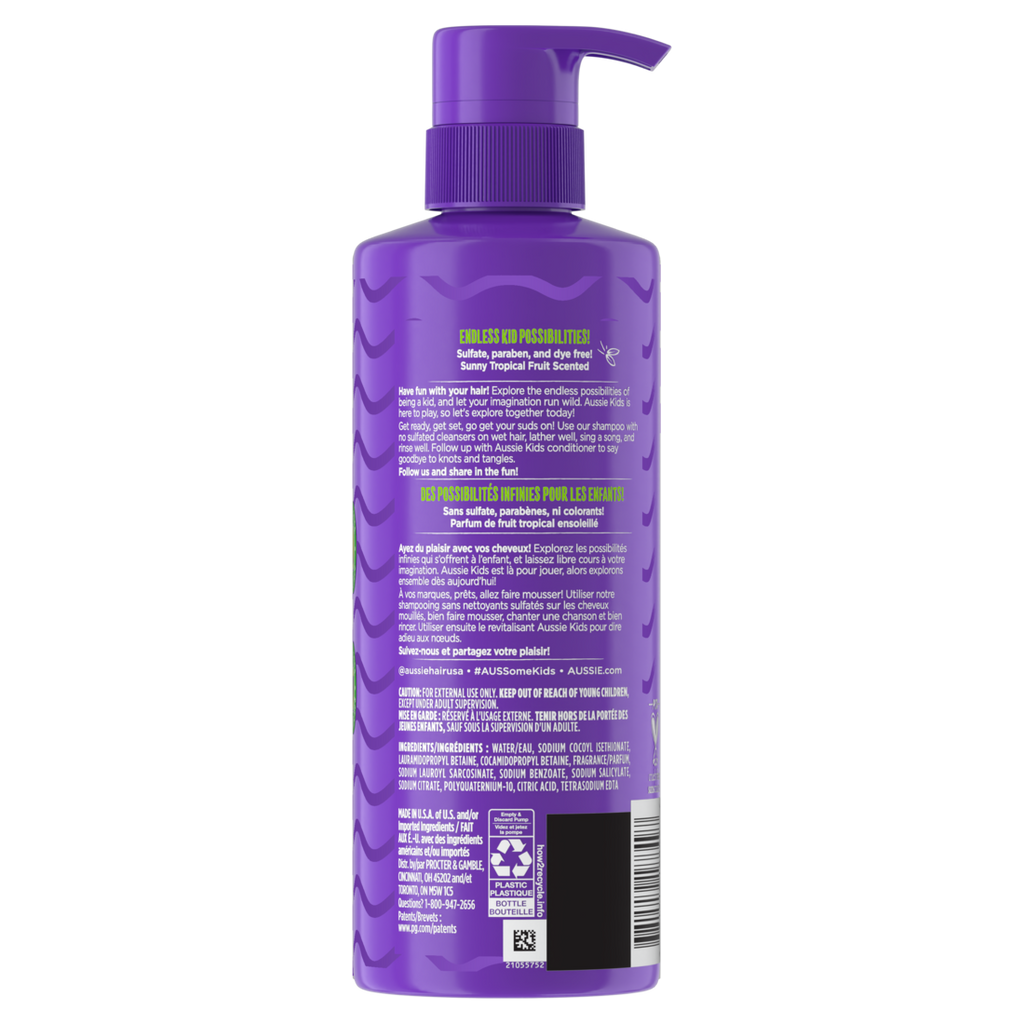 Aussie Kids Moist Sulfate Free Shampoo Dye Free & Paraben Free Shampoo For Kids Kids Shampoo For Curly Hair - 16oz/4pk