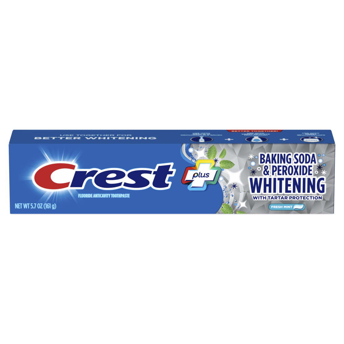 Crest Plus Baking Soda & Peroxide Whitening Toothpaste Fresh Mint - 5.7oz/12pk