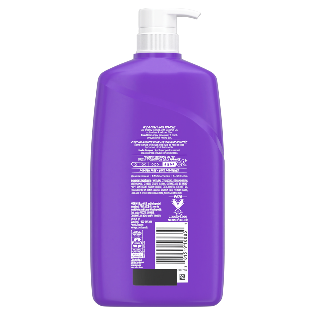 Aussie Miracle Curls Conditioner With Coconut Oil Paraben Free - 26.2oz/4pk