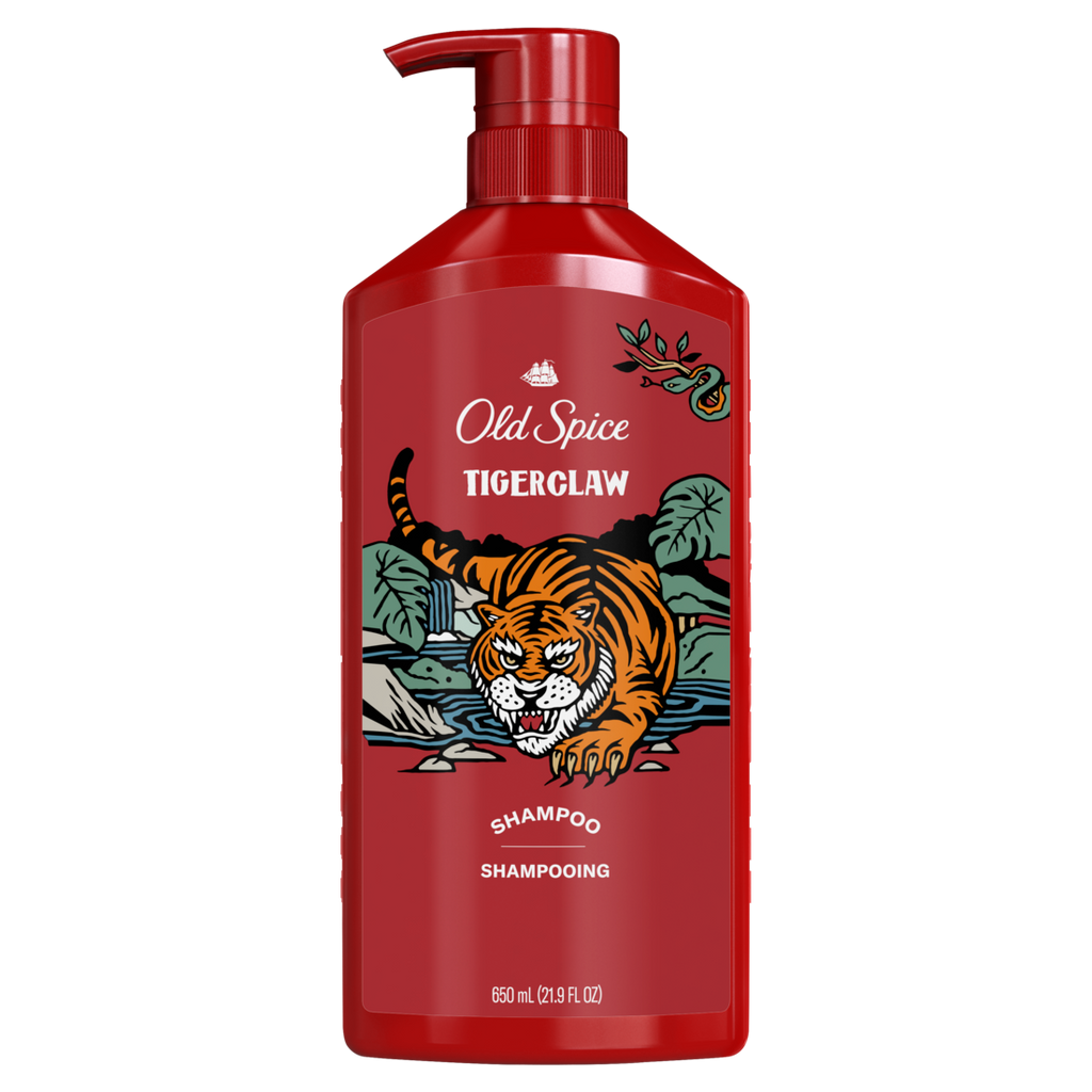 Old Spice Tigerclaw Shampoo For Men Healthier Fuller More Moisturized Looking Hair - 21.9oz/4pk