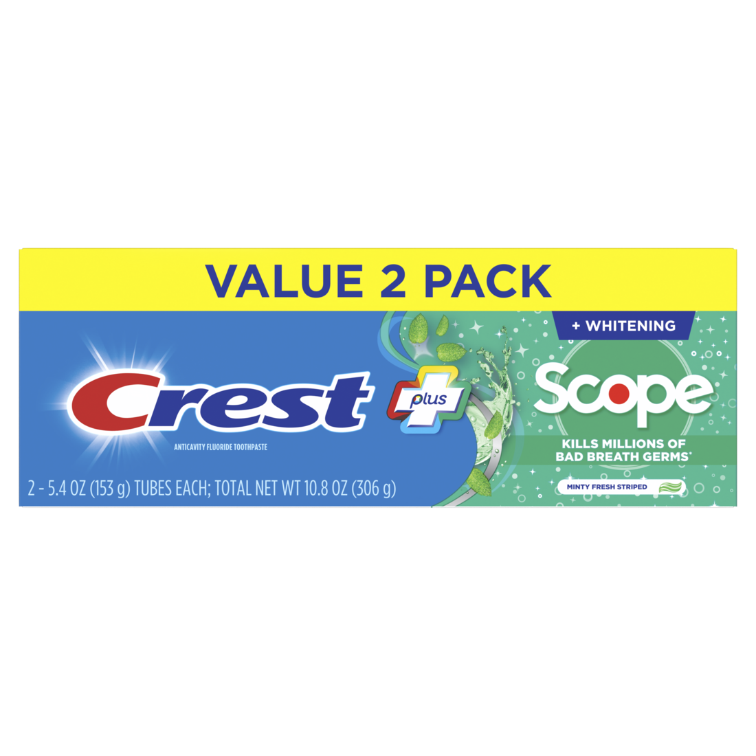 Crest Whitening Plus Scope Toothpaste Minty Fresh Pack Of 2 - (2x5.4)oz/6pk