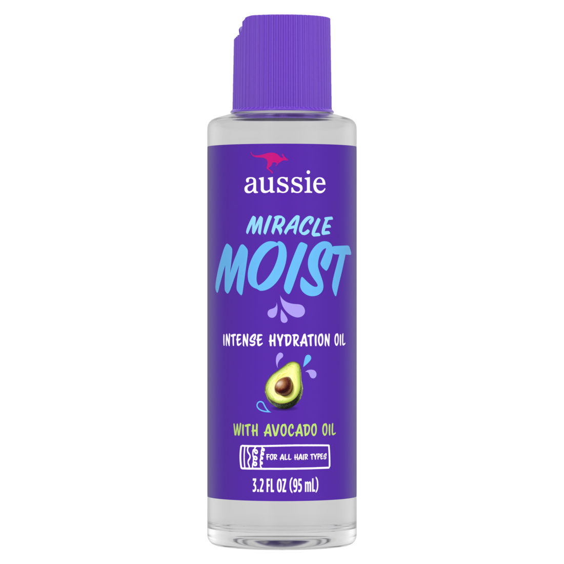 Aussie Miracle Moist Intense Hydration Hair Oil For All Hair Types Paraben-Free - 3.2oz/12pk