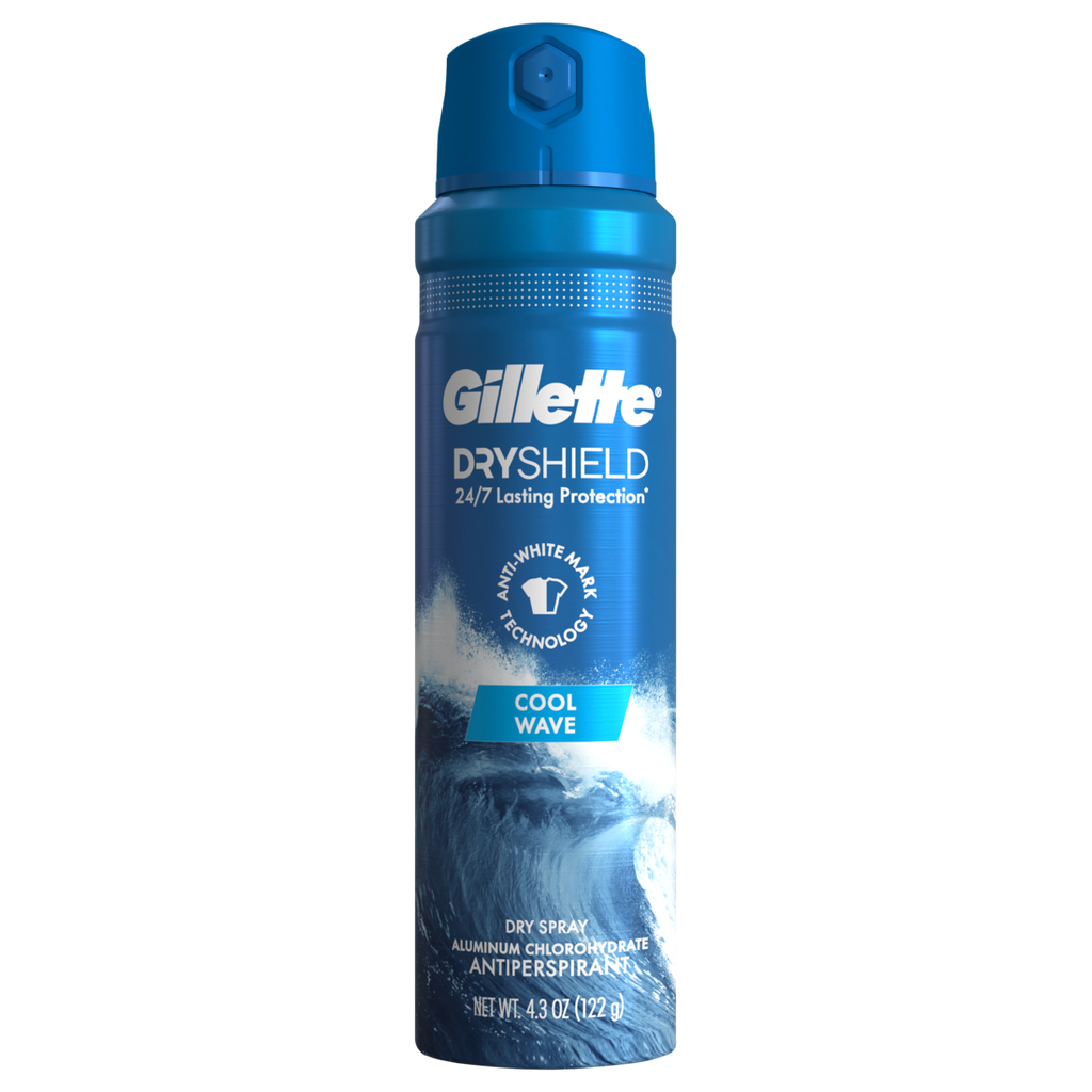 Gillette Dry Spray Antiperspirant And Deodorant For Men Cool Wave - 4.3oz/12pk