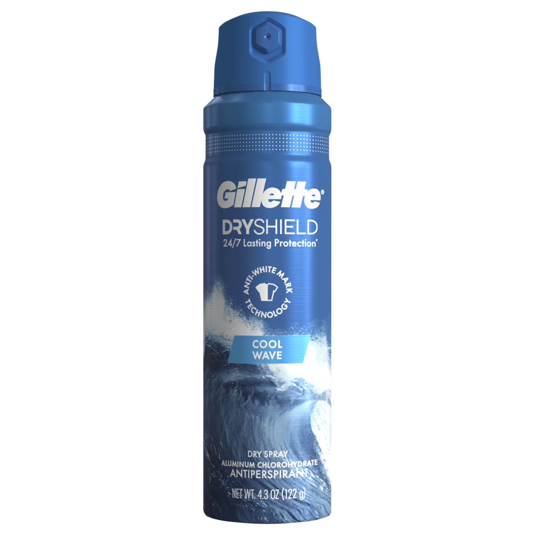 Gillette Dry Spray Antiperspirant And Deodorant For Men Cool Wave - 4.3oz/12pk