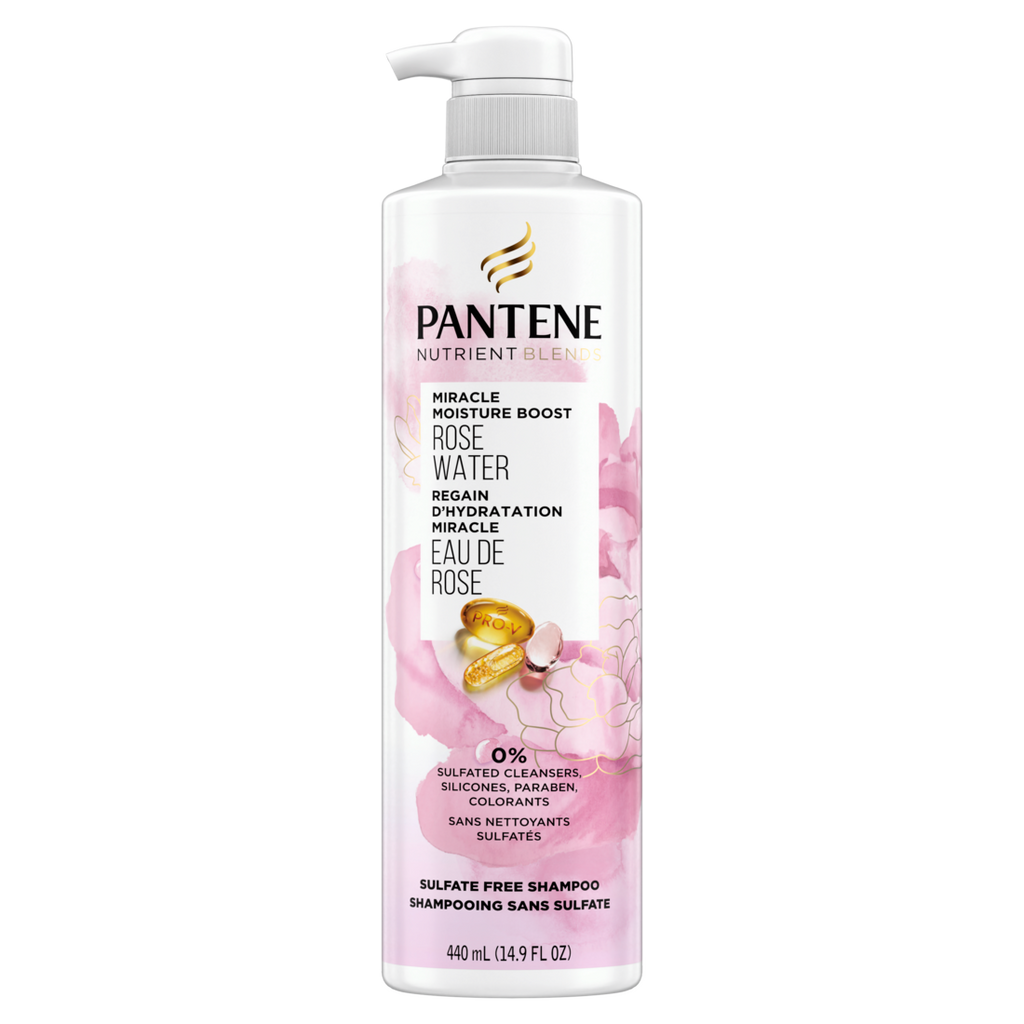 Pantene Nutrient Blends Miracle Moisture Boost Rose Water Sulfate Free Shampoo - 14.9oz/4pk