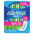 Always Maxi Feminine Pads Without Wings For Women Size 2 Long Super Absorbency Unscented - 42ct/6pk