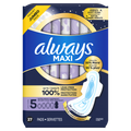 Always Maxi Overnight Pads With Wings For Women Size 5 Extra Heavy Overnight Absorbency Unscented - 27ct/6pk