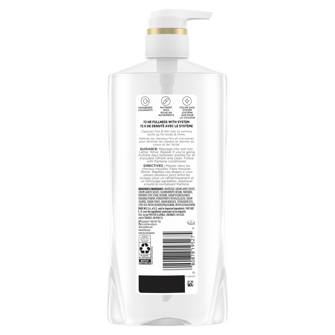 Pantene Sheer Volume 72 HR Fullness Shampoo - 27.7oz/4pk