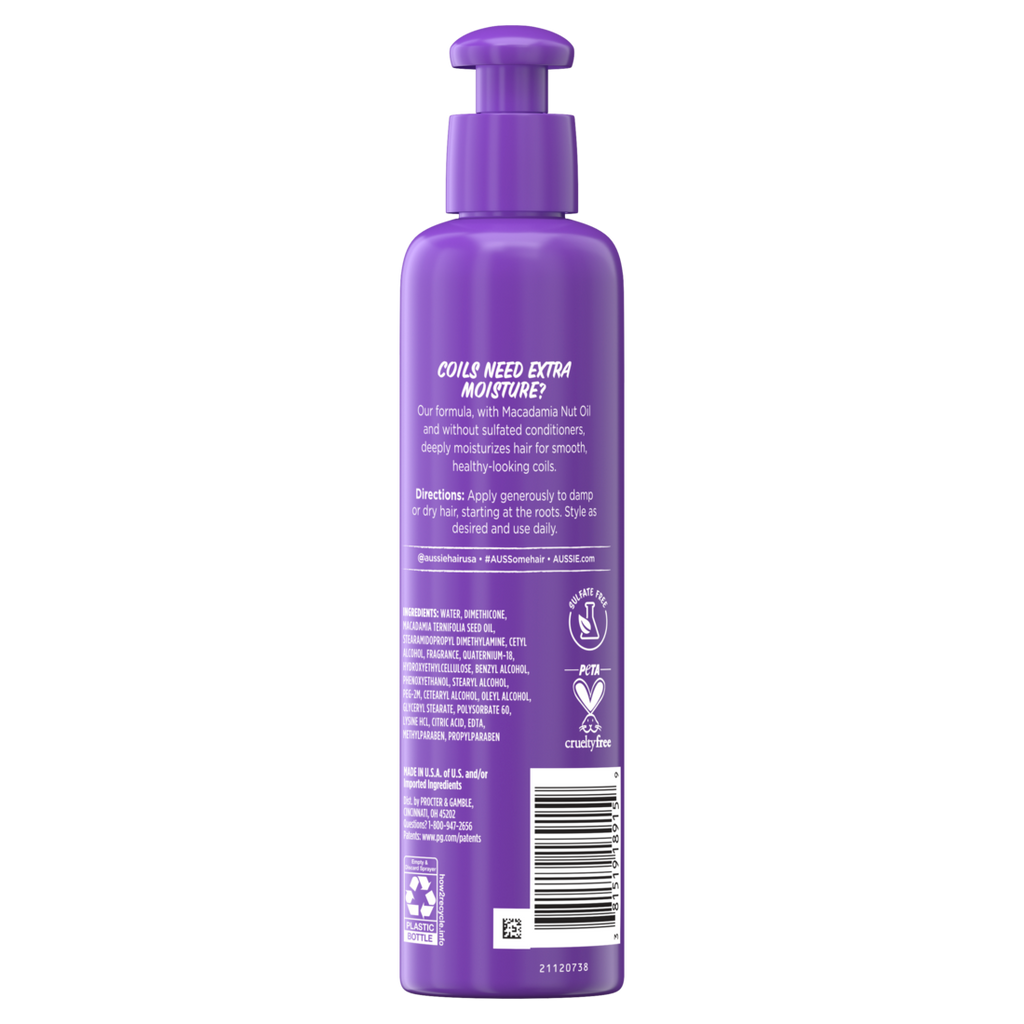 Aussie Miracle Coils Leave-In Moisturizer With Macadamia Nut Oil For Coily Hair - 8.5oz/12pk