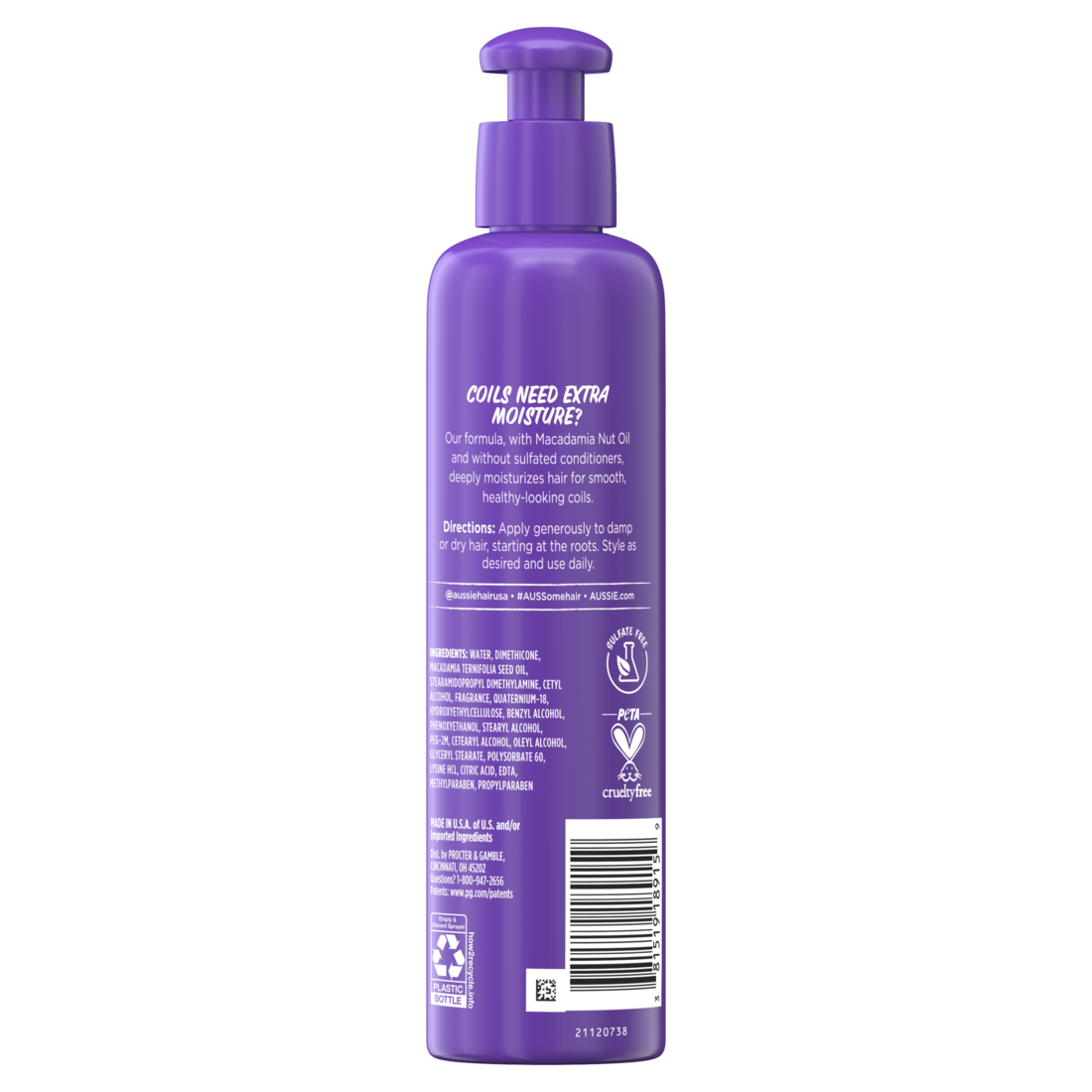 Aussie Miracle Coils Leave-In Moisturizer With Macadamia Nut Oil For Coily Hair - 8.5oz/12pk