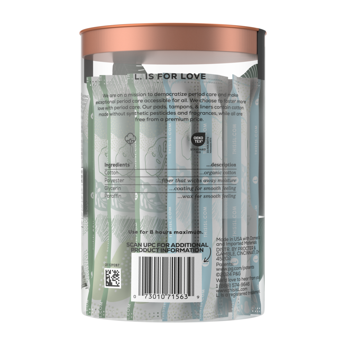 L. Tampons Made With Organic Cotton Light/Regular Absorbency Multipack - 30ct/8pk