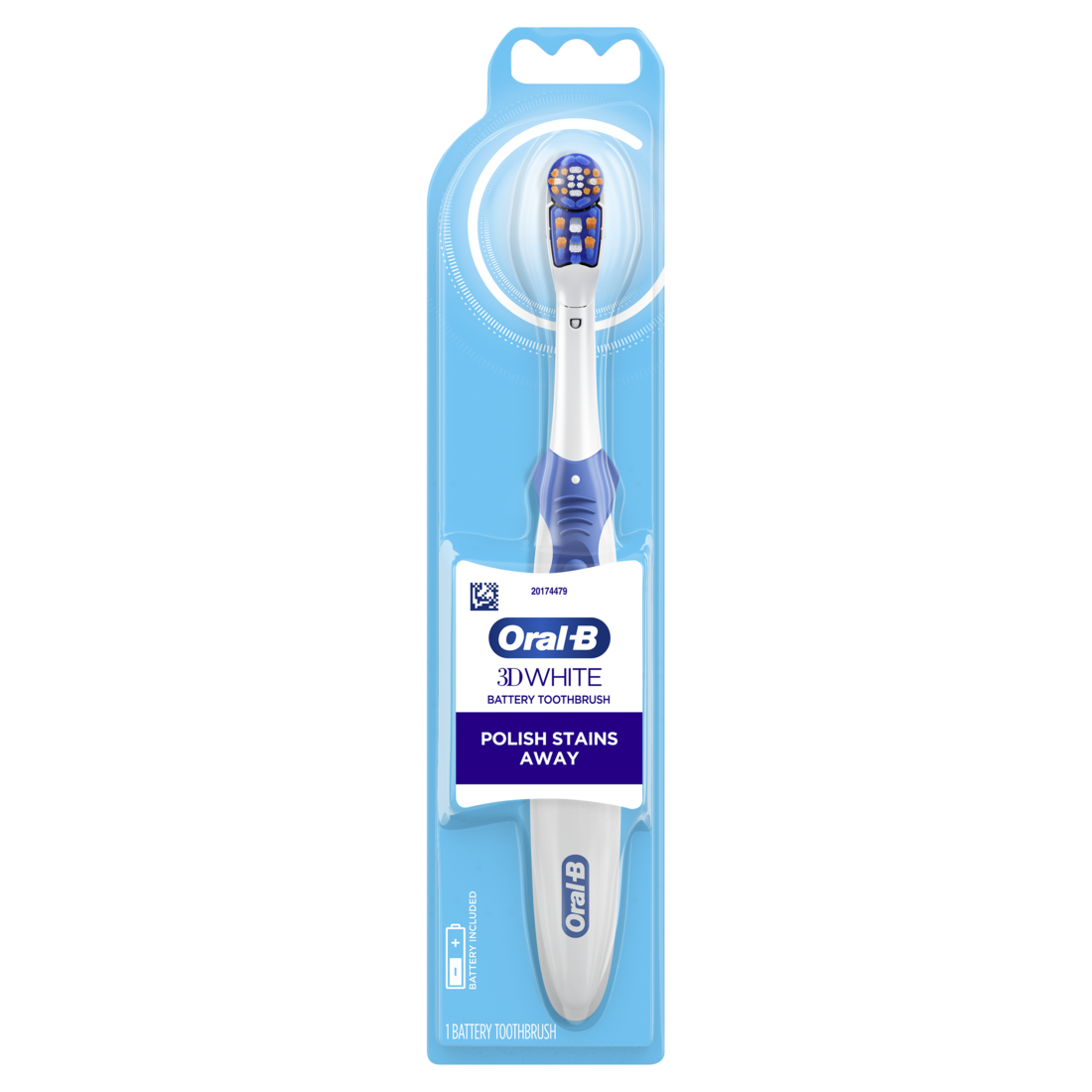 Oral-B 3D White Battery Power Electric Toothbrush (Colors May Vary) - 1ct/48pk