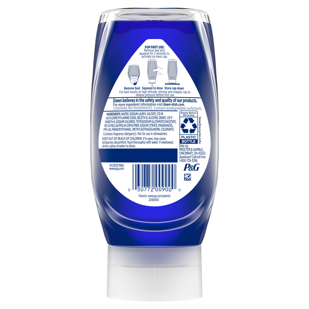 Dawn Platinum Ez-Squeeze Dish Soap Liquid Dishwashing Liquid Grease Removal Fresh Rain - 12.2oz/8pk