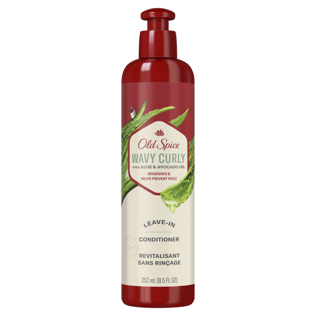 Old Spice Wavy Curly Leave-In Conditioner For Men Frizz Control With Aloe & Avocado Oil - 8.5oz/12pk