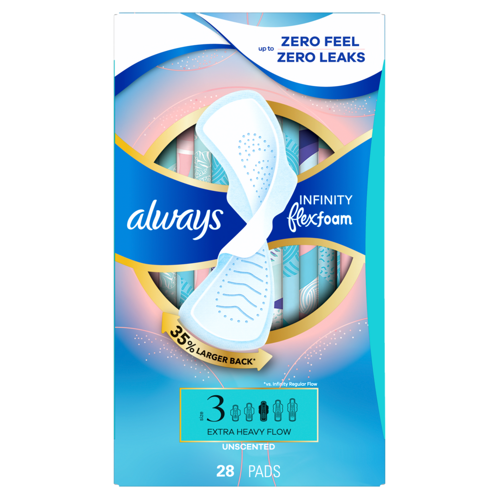 Always Infinity With Flexfoam Pads Size 3 Extra Heavy With Wings Unscented - 28ct/3pk