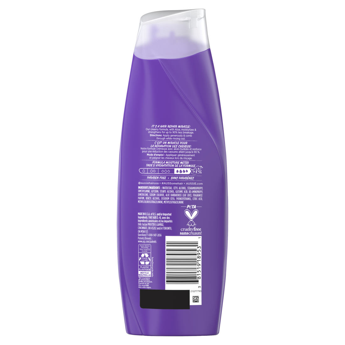 Aussie Miracle Repairer Conditioner With Aloe For All Hair Types Paraben Free - 12.1oz/6pk