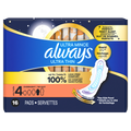 Always Ultra Thin Feminine Pads With Wings For Women Size 4 Overnight Absorbency Unscented - 16ct/6pk