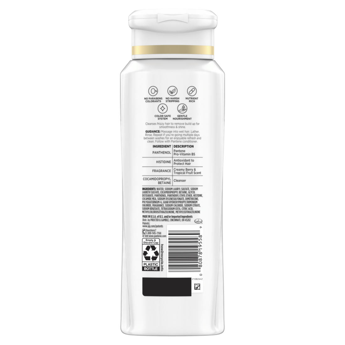 Pantene Smooth & Sleek 72 HR Smoothness Shampoo - 12oz/6pk