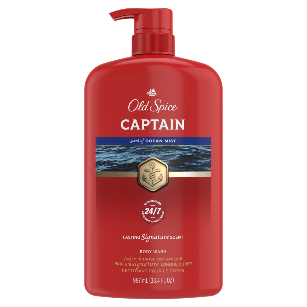 Old Spice Red Collection Body Wash For Men Captain Scent Shower Fresh Lasting Scent - 33.4oz/4pk