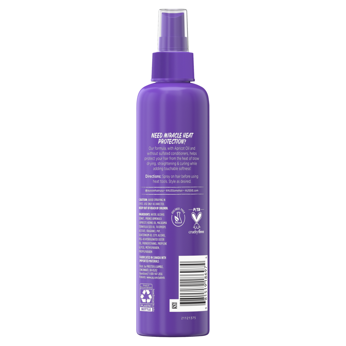 Aussie Total Miracle Heat Protecting Spray For All Hair Types - 8.5oz/12pk