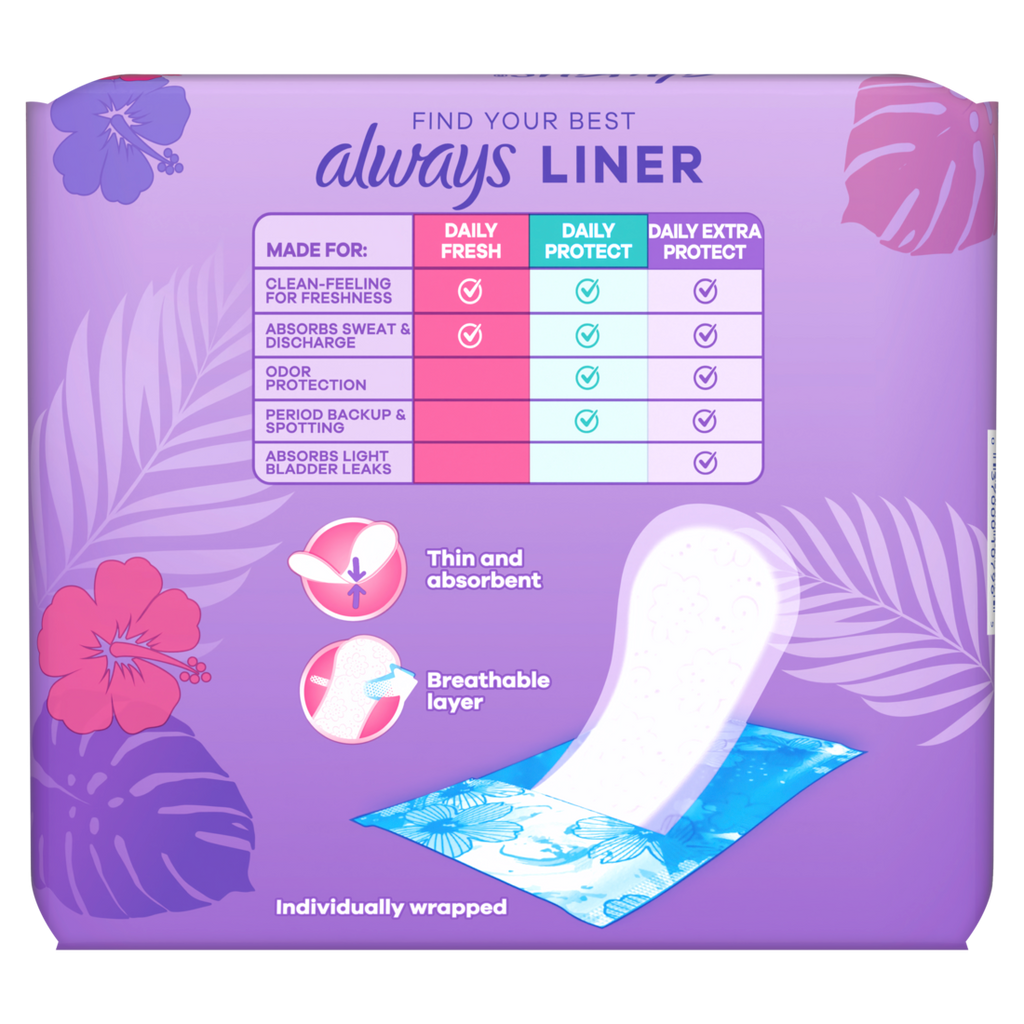 Always Daily Fresh Thin Liners Regular Absorbency Unscented Panty Liners - 120ct/6pk