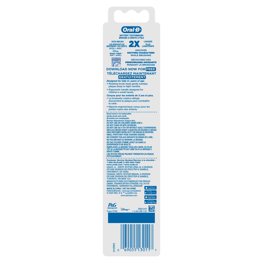 Oral-B Kid's Battery Toothbrush Featuring Lucas Film's Mandalorian Soft Bristles For Kids 3+ - 1ct/24pk