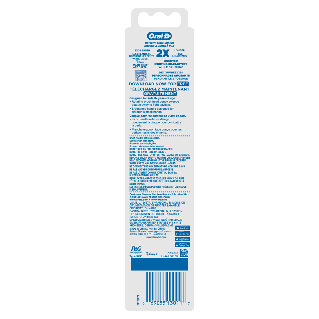 Oral-B Kid's Battery Toothbrush Featuring Lucas Film's Mandalorian Soft Bristles For Kids 3+ - 1ct/24pk