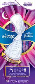 Always Radiant With Flexfoam Pads Size 5 Extra Heavy Overnight With Wings Light Clean Scent - 18ct/3pk