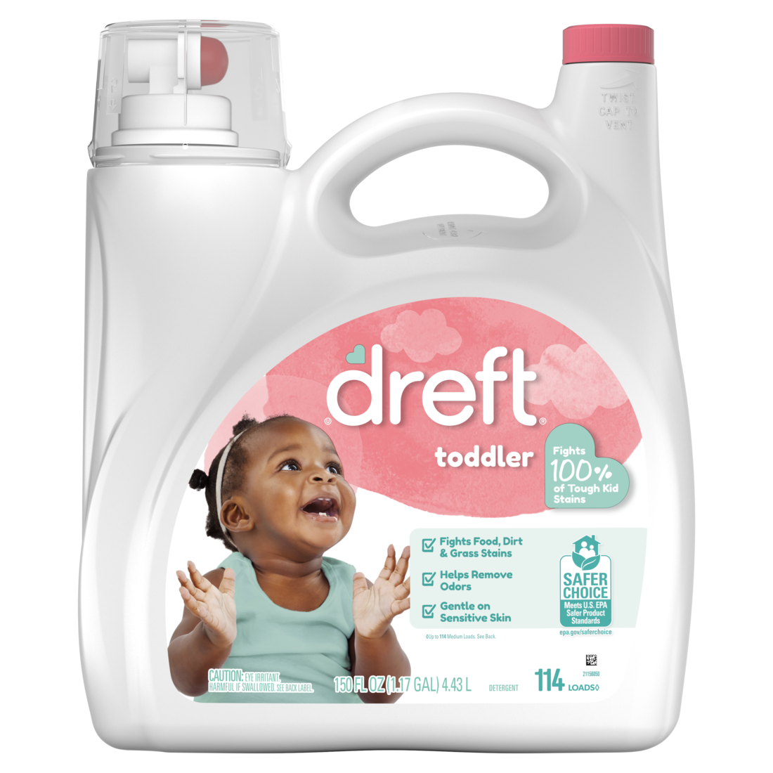 Dreft Stage 2 Active Baby Liquid Laundry Detergent Helps Remove 99% Of Baby Food Stains Hypoallergenic 114 Loads - 150oz/4pk