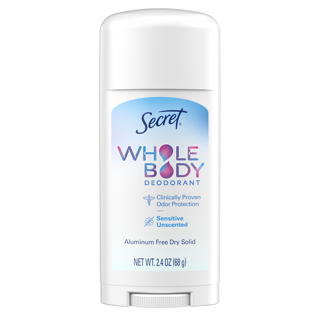 Secret Whole Body Stick Aluminum Free Deodorant For Women Unscented - 2.4oz/12pk