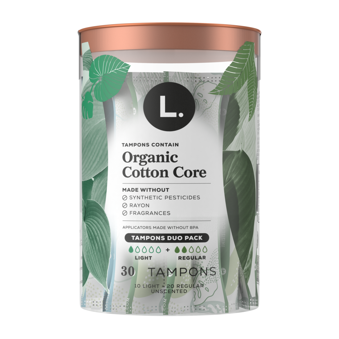 L. Tampons Made With Organic Cotton Light/Regular Absorbency Multipack - 30ct/8pk