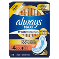 Always Maxi Overnight Pads With Wings For Women Size 4 Overnight Absorbency Unscented - 33ct/6pk