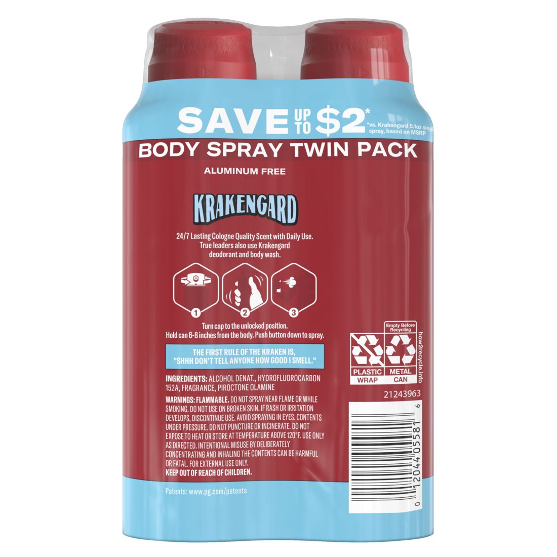 Old Spice Aluminum Free Deodorant For Men 24/7 Freshness Body Spray Long Lasting Odor Protection Cologne Quality Fragrance Krakengard Deep Ocean Scent Twin Pack - (2x5.1)oz/6pk