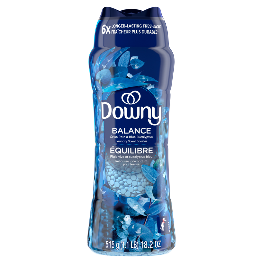 Downy Balance In-Wash Laundry Scent Booster Beads Crisp Rain And Blue Eucalyptus Scent Laundry Scent Beads  Long-Lasting Freshness - 18.2oz/4pk