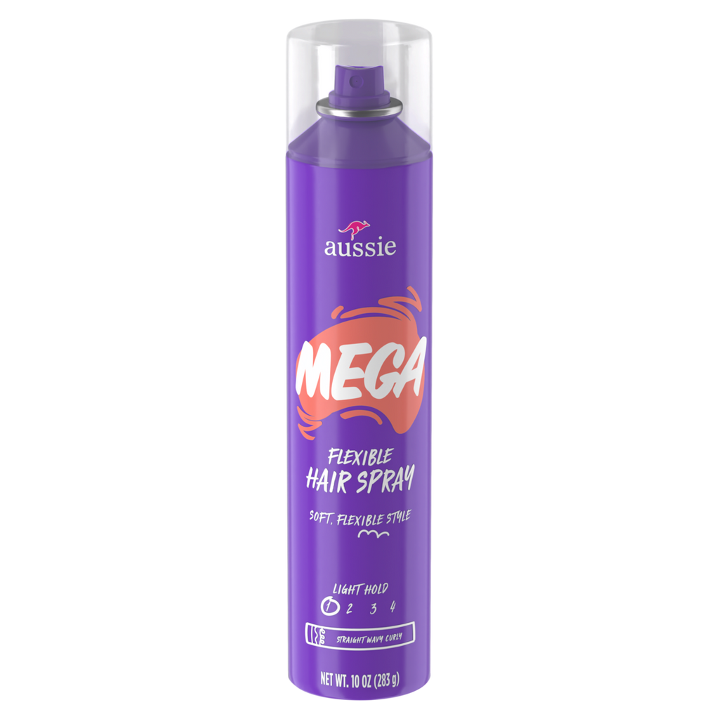 Aussie Mega Flexible Hair Spray For Curly Hair Straight Hair And Wavy Hair - 10oz/12pk