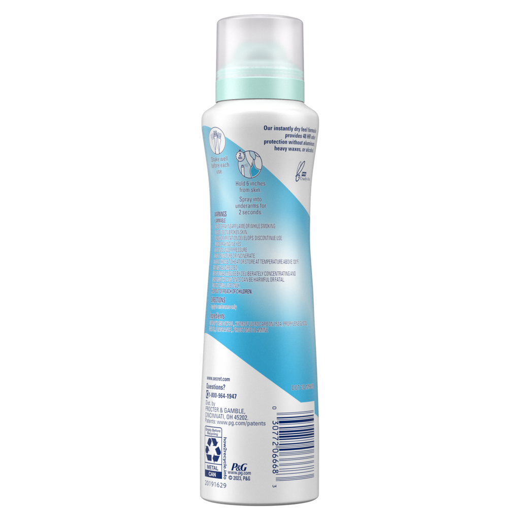 Secret Dry Spray Aluminum Free Deodorant For Women Midnight Jasmine - 4.1oz/12pk
