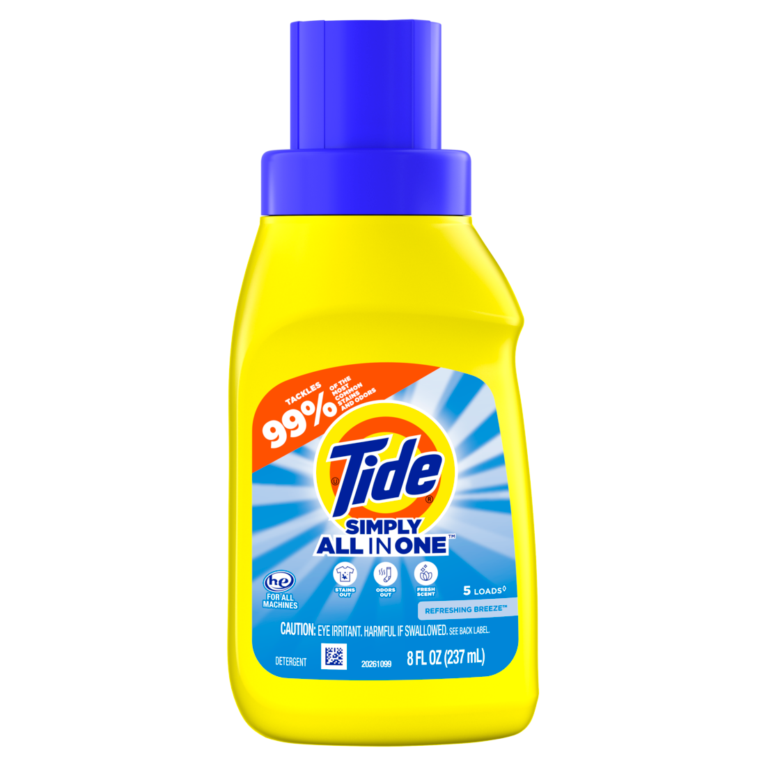 Tide Simply All-In-One Liquid Laundry Detergent Refreshing Breeze Scent 5 Loads - 8oz/12pk