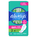 Always Ultra Thin Feminine Pads With Wings For Women Size 2 Long Super Absorbency Unscented - 32ct/3pk