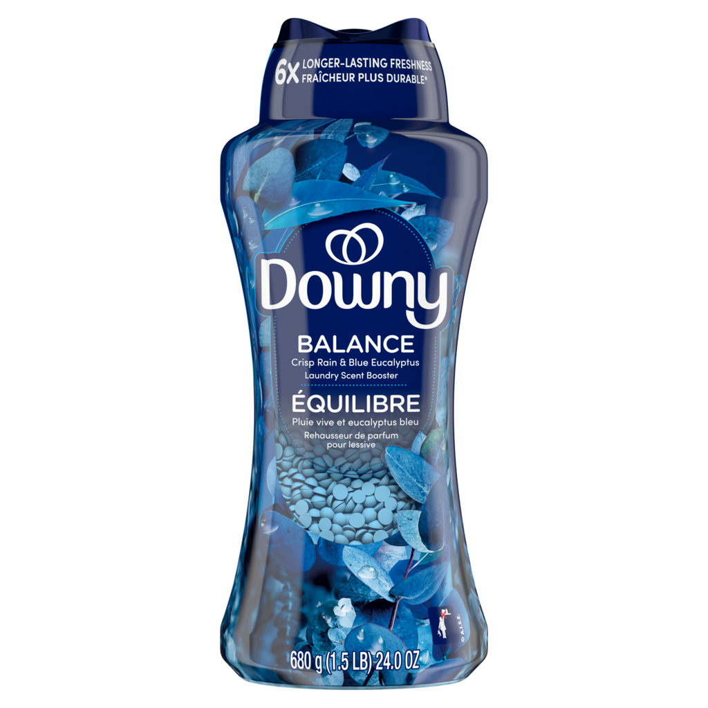 Downy Balance In-Wash Laundry Scent Booster Beads Crisp Rain And Blue Eucalyptus Scent Laundry Scent Beads  Long-Lasting Freshness - 24oz/4pk