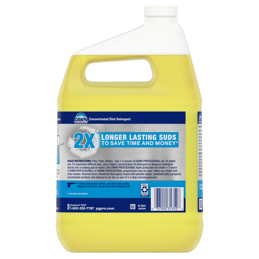 Dawn Professional Manual Pot And Pan Detergent Dish Soap Lemon Scent Liquid Concentrate 1 Gallon - 128oz/4pk