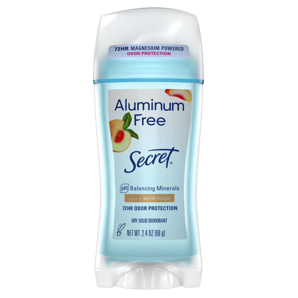 Secret Aluminum Free Deodornat For Women Dry Solid White Peach - 2.4oz/12pk