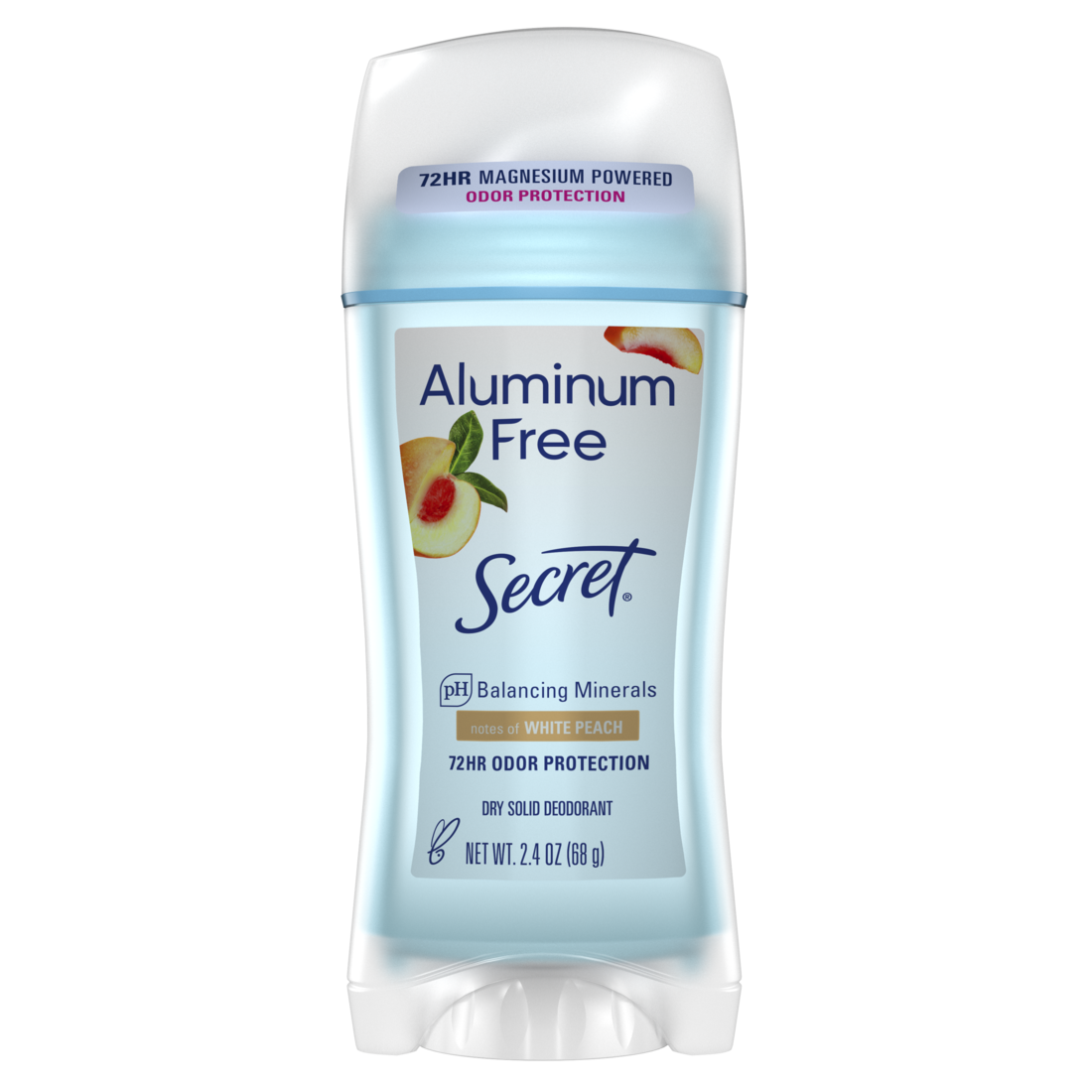 Secret Aluminum Free Deodornat For Women Dry Solid White Peach - 2.4oz/12pk
